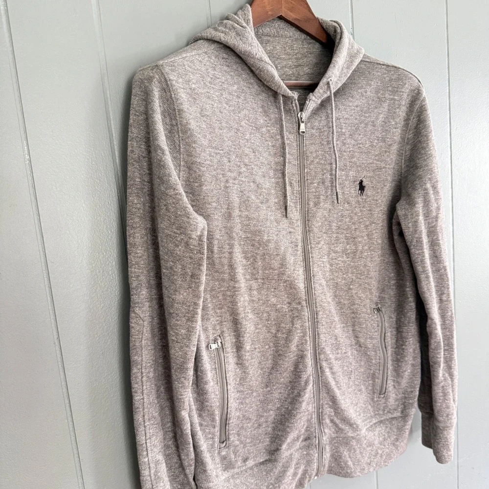 Polo Ralph Lauren Mens Full Zip Hoodie Gray Heather Medium Preppy Y2K Old‎ Money